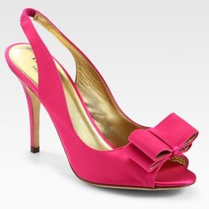 Kate Spade Fuchsia Satin Bow Heels “Charm”